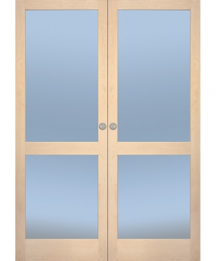 porte battante Access 4 panneaux bois plaqué chêne brut REIVILO E-couliss