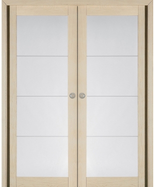 porte coulissante Calypso 1 hublot bois exotique massif pré-peint blanc  PAUL CEYRAC E-couliss