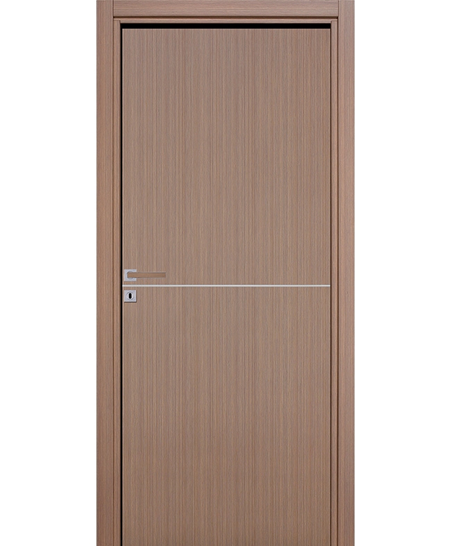 porte battante Riva Seymour inserts alu ossature medium chêne gris REIVILO  E-couliss